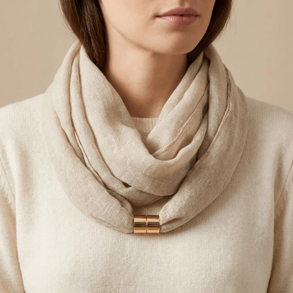 Wrinkle-Resistant Magnetic Buckle Scarf Premium Feel Adjustable Neck Scarf Lightweight Soft Satin-Texture Neck Warmer