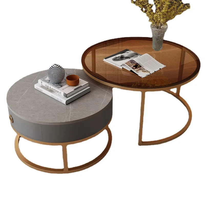 

Luxury simple combination rock slab minimalist small table cream style small apartment Italian glass