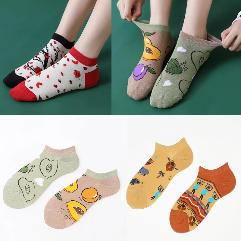 2024 New Original Women's Socks Fashion Cute Cartoon Animal Cotton Socks Woman AB Tide Ankle Socks for Spring Summer School