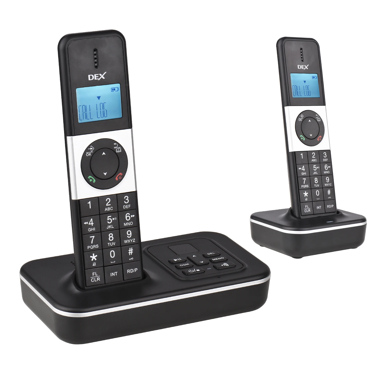 2-Handset Cordless Phone with Answering Machine Caller ID/Call Waiting 1.6 inch LCD 3 Lines Screen Display Rechargeable for Home
