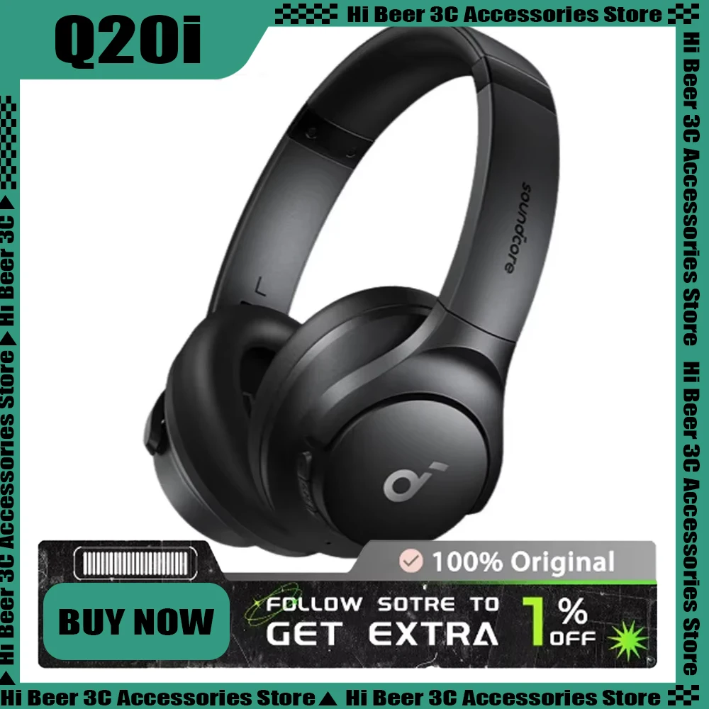 Q20i Headworn Wireless Bluetooth Headphones with Hybrid Active Noise Reduction in Ear Dual Device Connection Mic Fashion Gifts