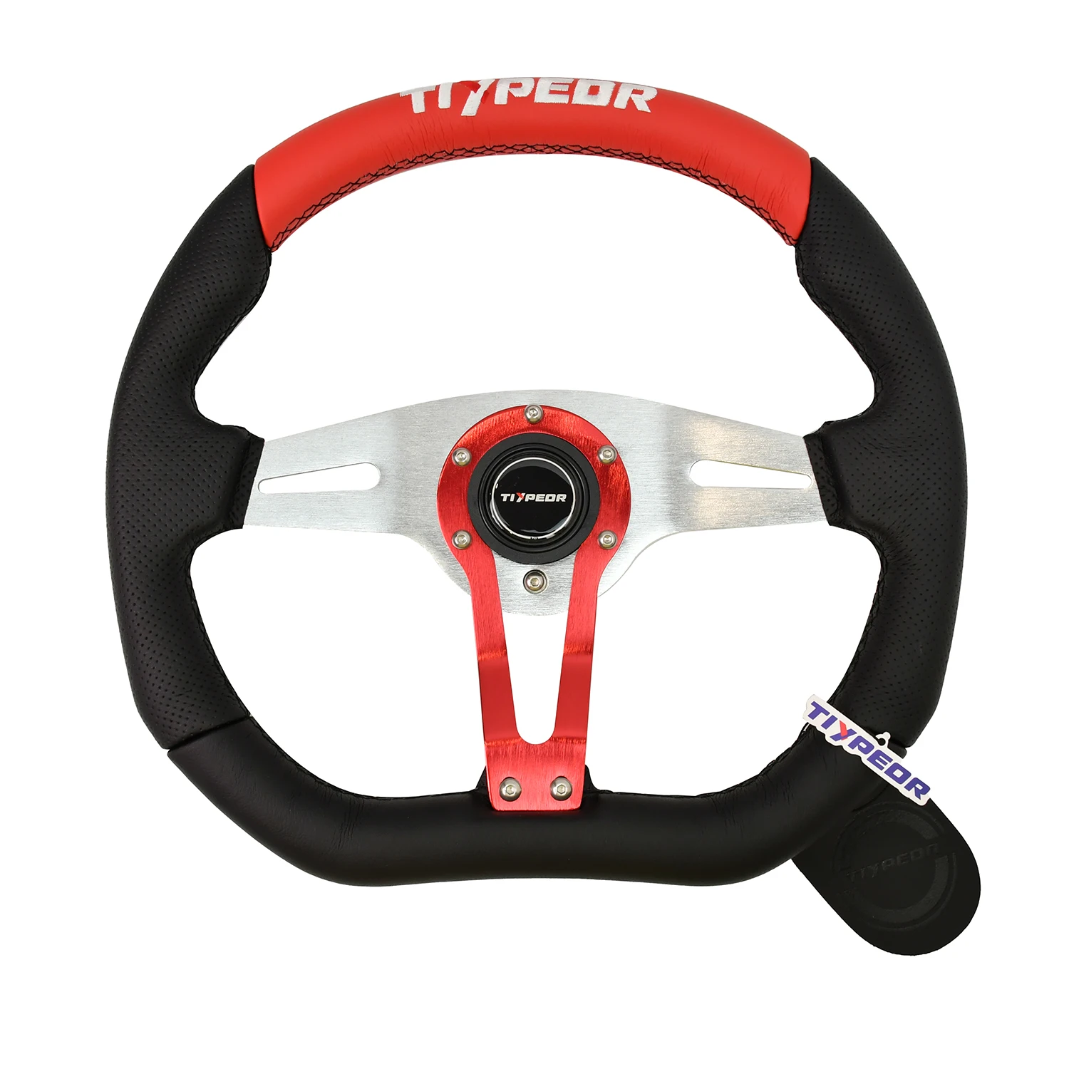 

Руль Tiypeor из черной и красной кожи из микрофибры 350 мм