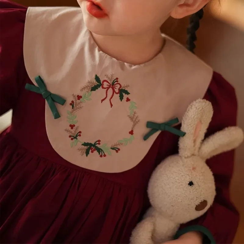 فستان الأميرة للفتيات 2024 فستان جميل للفتيات لخريف وشتاء وأعياد الميلاد وحفلات الزفاف وأعياد الميلاد وأكمام طويلة مزين بالزهور للفتيات #2