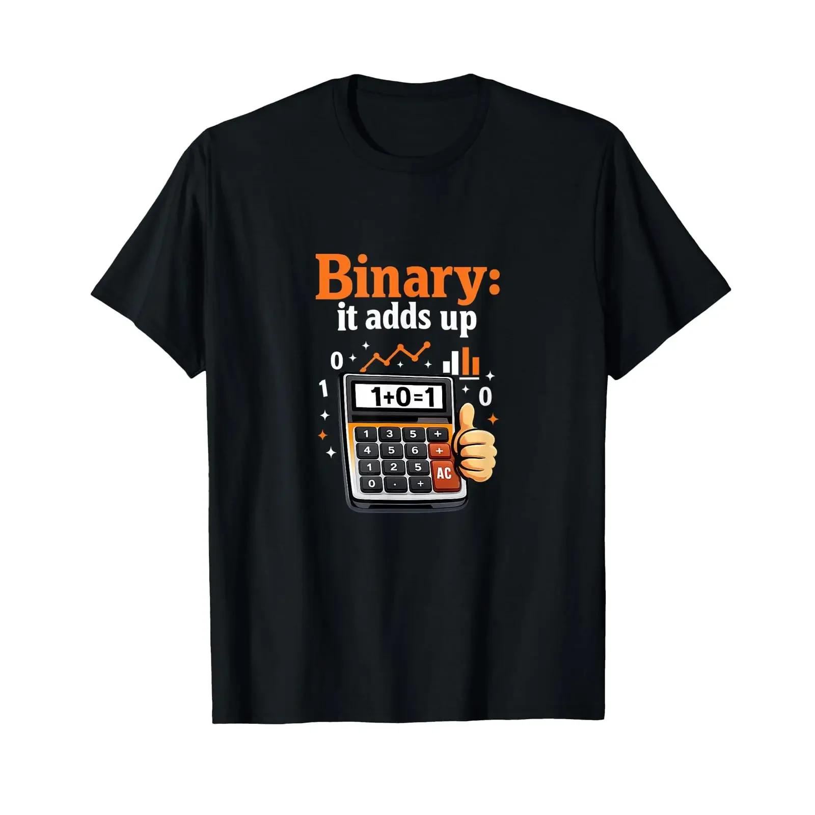 Binary It Adds Up Data Science Calculator Thumbs T Shirt vintage Washed graphic Versatile Comfortable Unisex Stylish Slightly