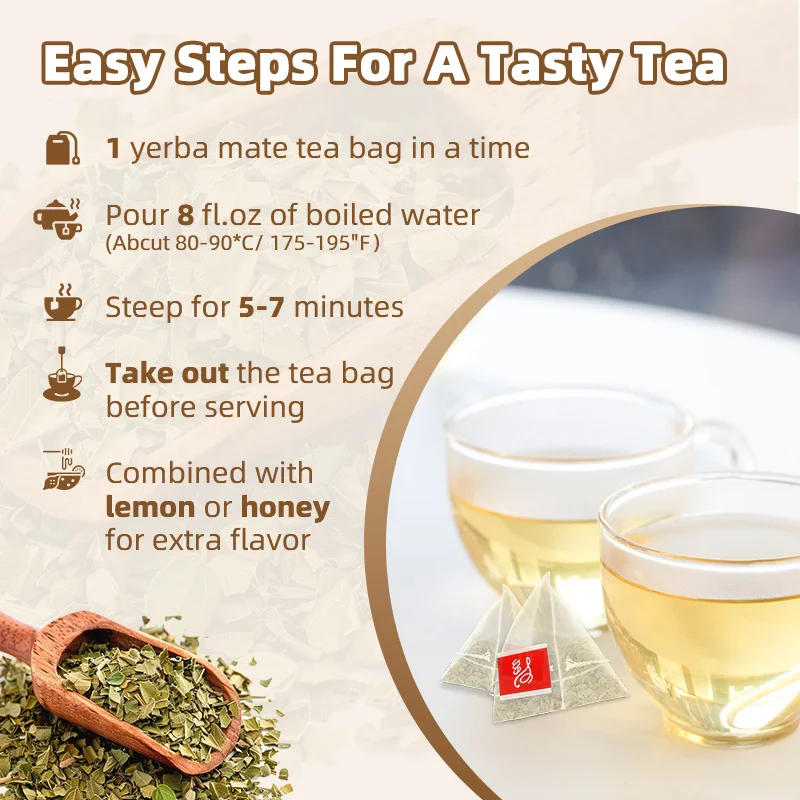 Catfit Yerba Mate Tea Bag for Clean Detox, Natural Energy, Improved Focus, Concentration&Sleep Quality, Immune Digestion Health