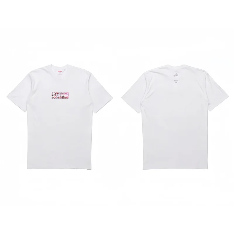 Nueva Camiseta Americana BOX Clásica de Algodón Puro Estampada, Nueva Moda Europea y Americana para Hombre y Mujer, Cuello Redondo, Manga Corta