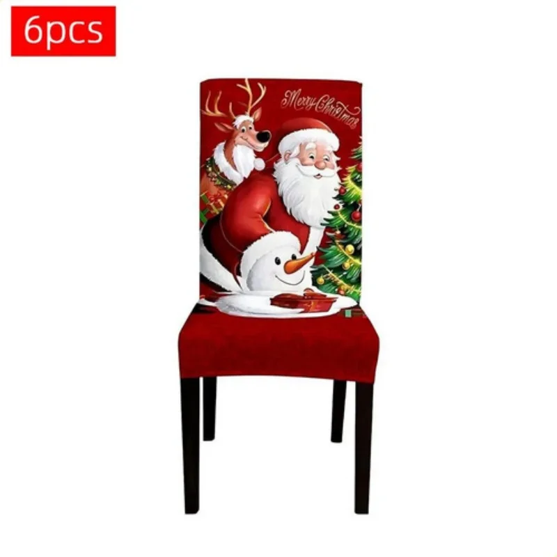 6pcs Chair Covers Decorated with a Santa Claus Print