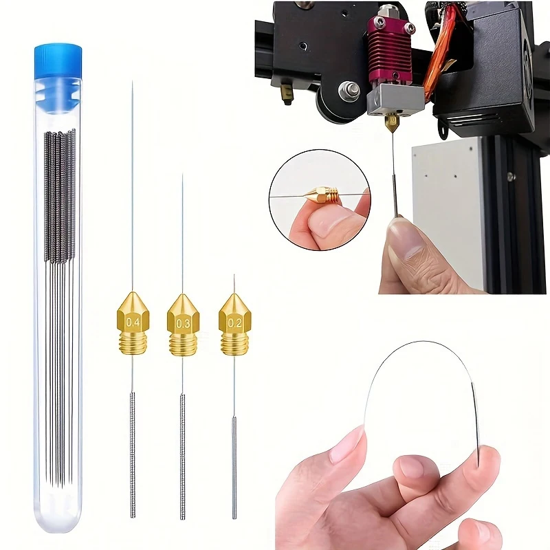 

10pcs 3D Printer Nozzle Cleaning Kit 0.2-1.0mm Stainless Steel Needles Cleaner 3D Printer Nozzle Cleaner 3D Printer Accessories