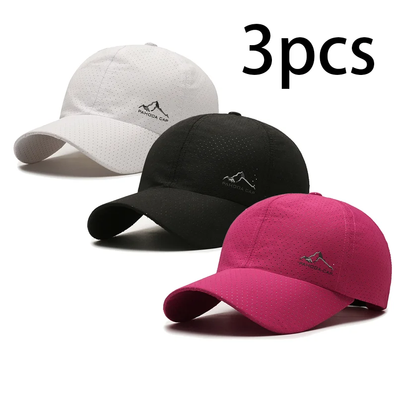 Couple's 3-Pack Quick Dry Breathable Baseball Caps, Lightweight Mesh Sun Hats for Running & Outdoor Activities, image 4