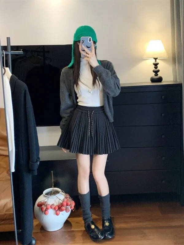 

Корейская клетчатая юбка с высокой талией, антилегкая плиссированная юбка трапециевидной формы для девочек, осенне-зимнее новое поступление, ор...