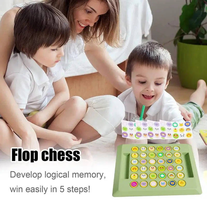 Two-Player Animal Flipping Chess Cartoon Animal Two-Player Chess Set For Kids With Stickers Fun Chess Board Game Educational