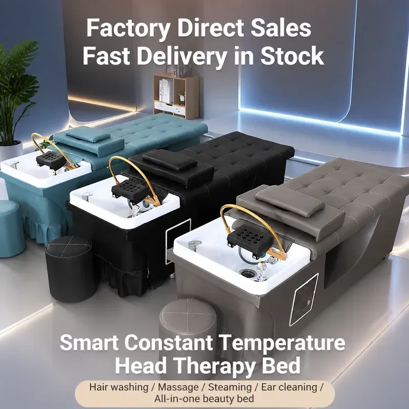Hair Treatment Shampoo Bed with Thai Water Circulation Heater and Fumigation for Home Use and Barber Shop Massage