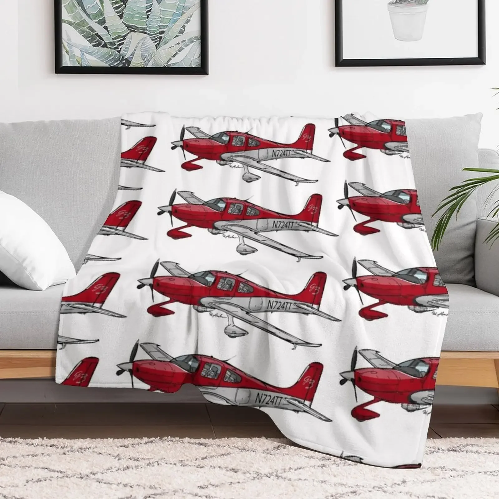 New Cirrus SR-22 N724TT Throw Blanket Luxury Throw Shaggy Soft Summer Blankets