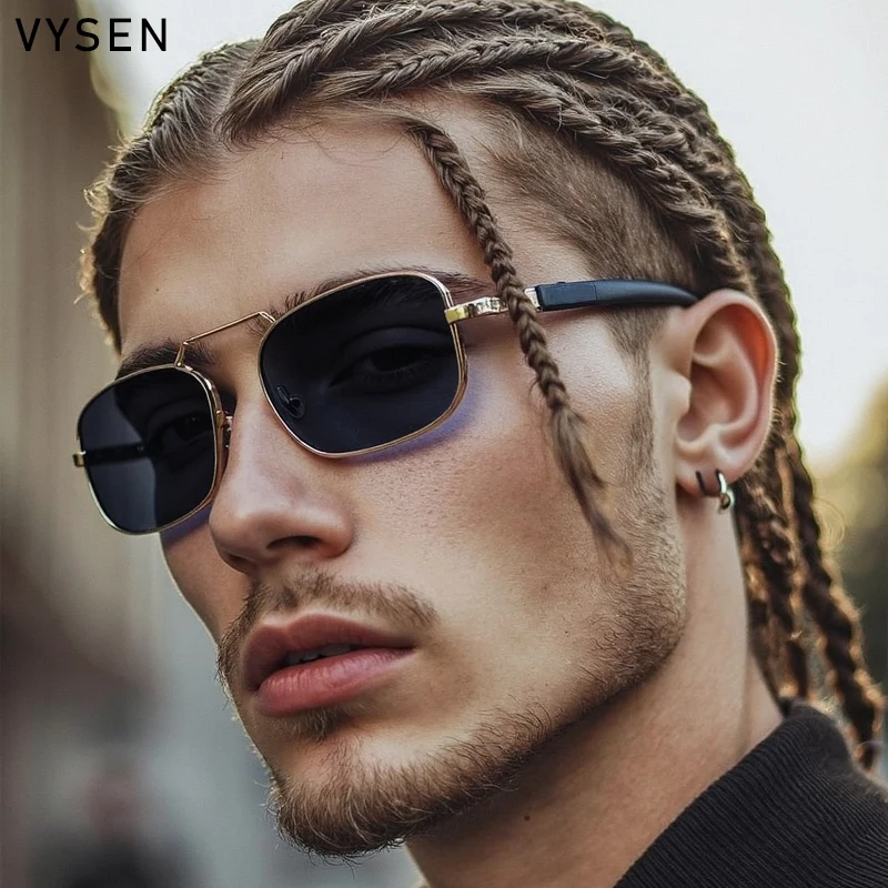 

Punk Small Frame Rectangle Sunglasses Men 2025 Luxury Brand Vintage Steampunk Trendy Driving Sun Glasses Outdoor Shades UV400