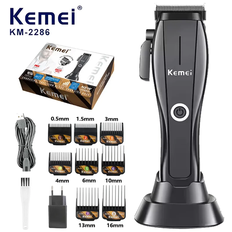 Kemei KM-2286 Men's Professional Hair Clipper Kit Trimmer Adjustable Beard Hairstyle Base Rechargeable Hair Clipper