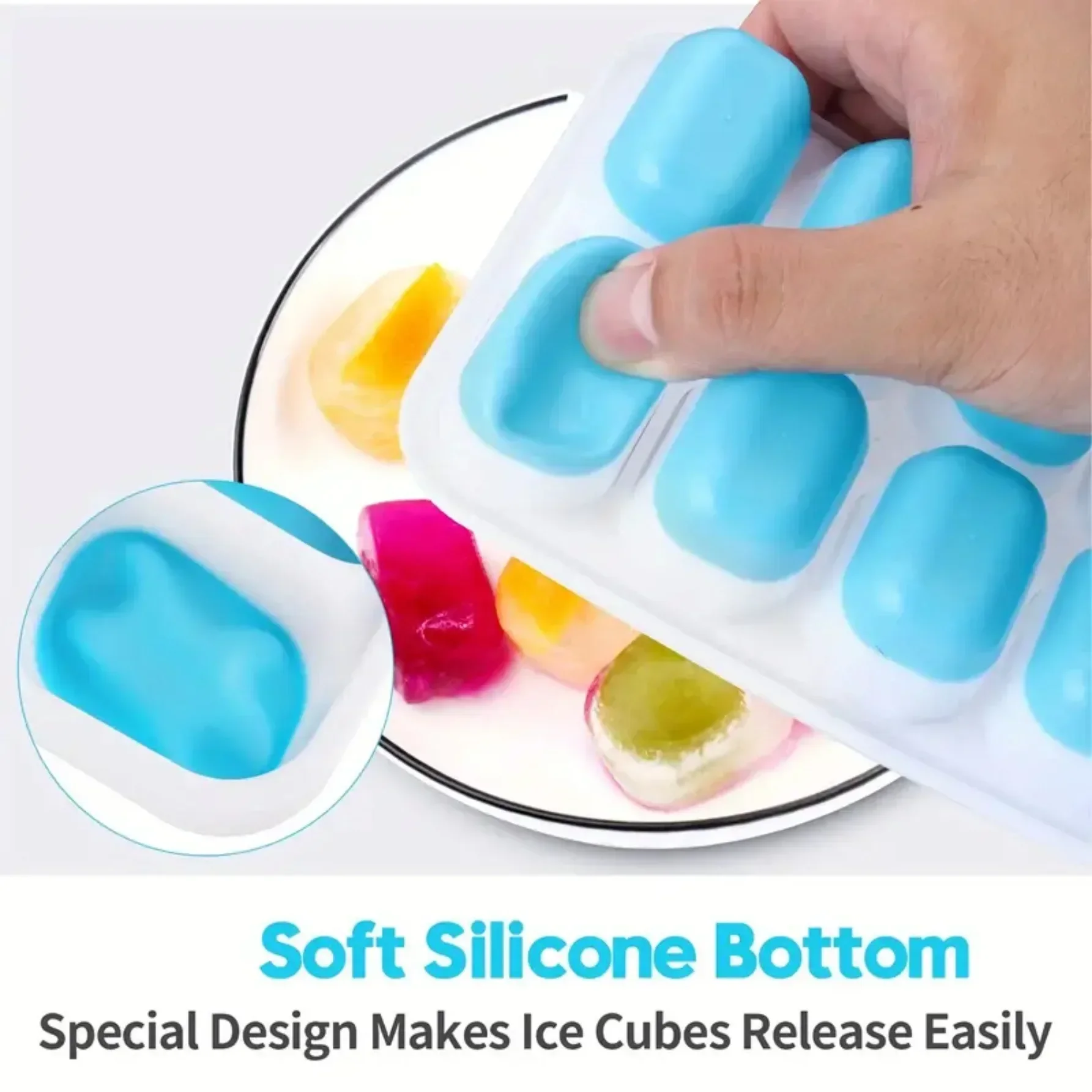 

2 Pc Silicone Ice Cube Mold Trays Cube Tray DIY Cold Drink Cocktail Mold Ice Tray With Cover Bar Pub Wine Ice Blocks Maker