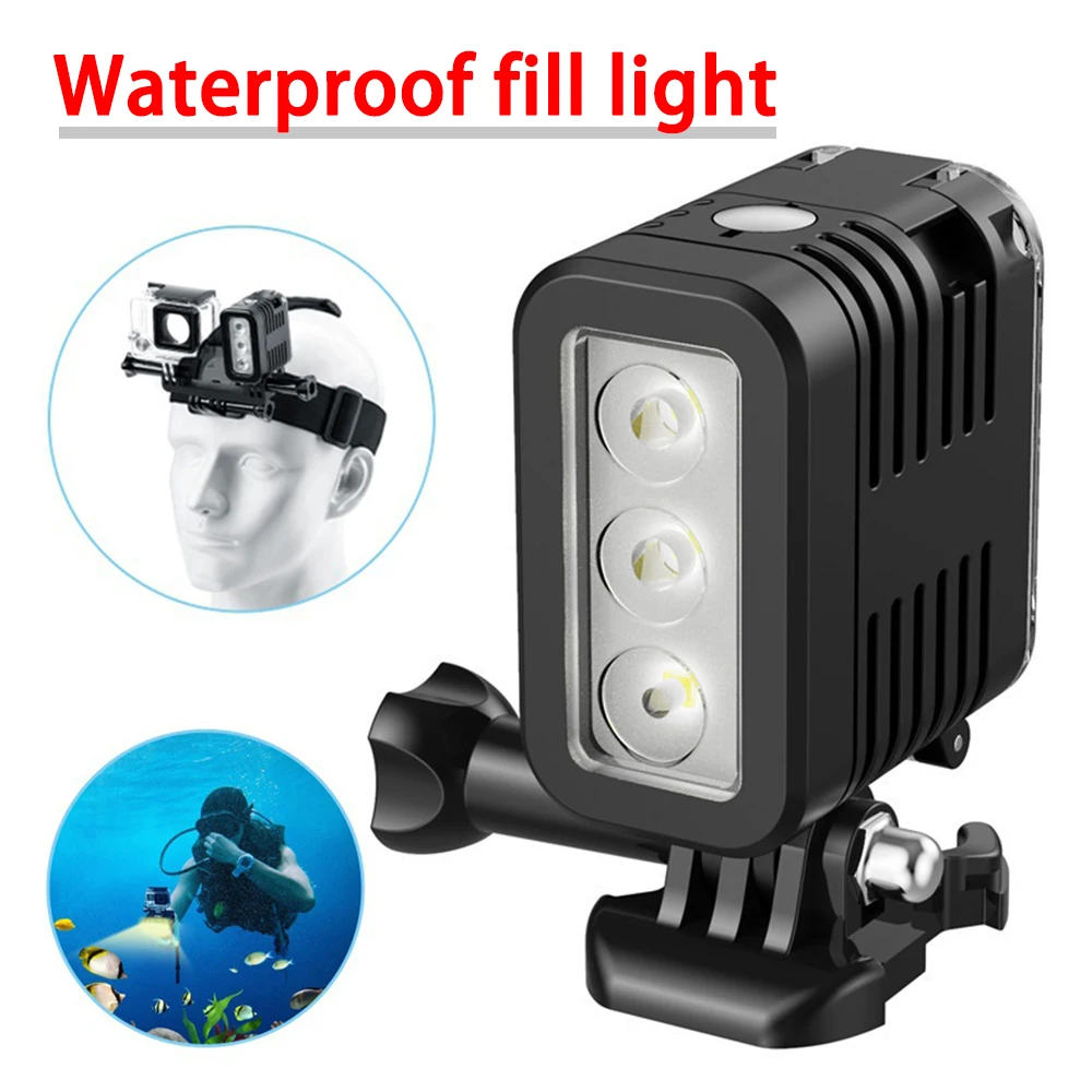 Waterproof Dive Light for GoPro Video Light Rechargeable Fill Night Light Underwater 98ft 30m Scuba Photography Accessories