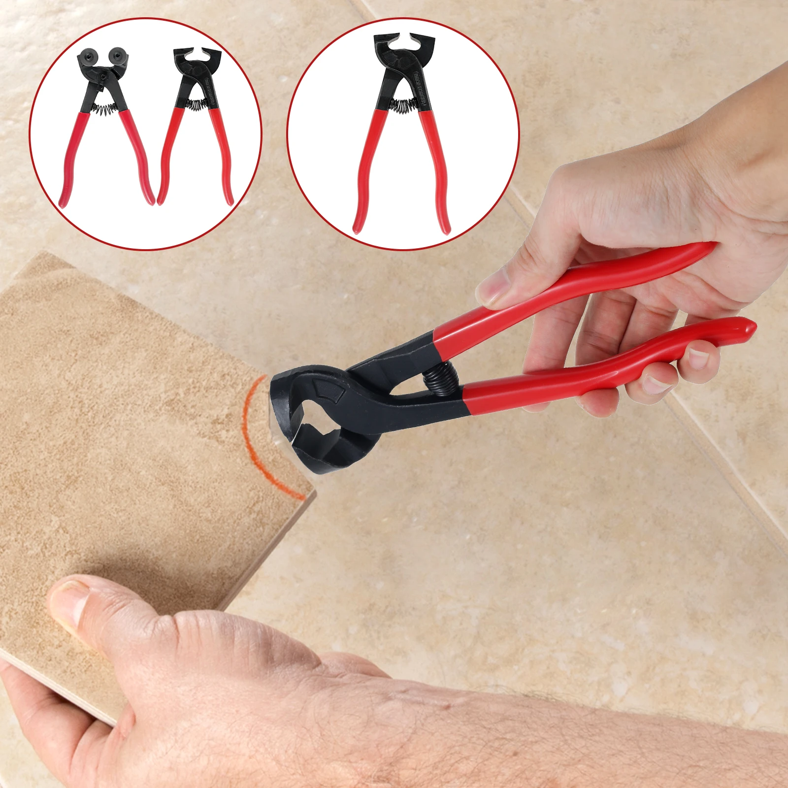 مجموعة كماشة بلاط زجاجي 1/2 قطعة مع مقبض نونسليب قراص فسيفساء زجاجية عالي التحمل وقراص بلاط سيراميك عالي الدقة للقطع