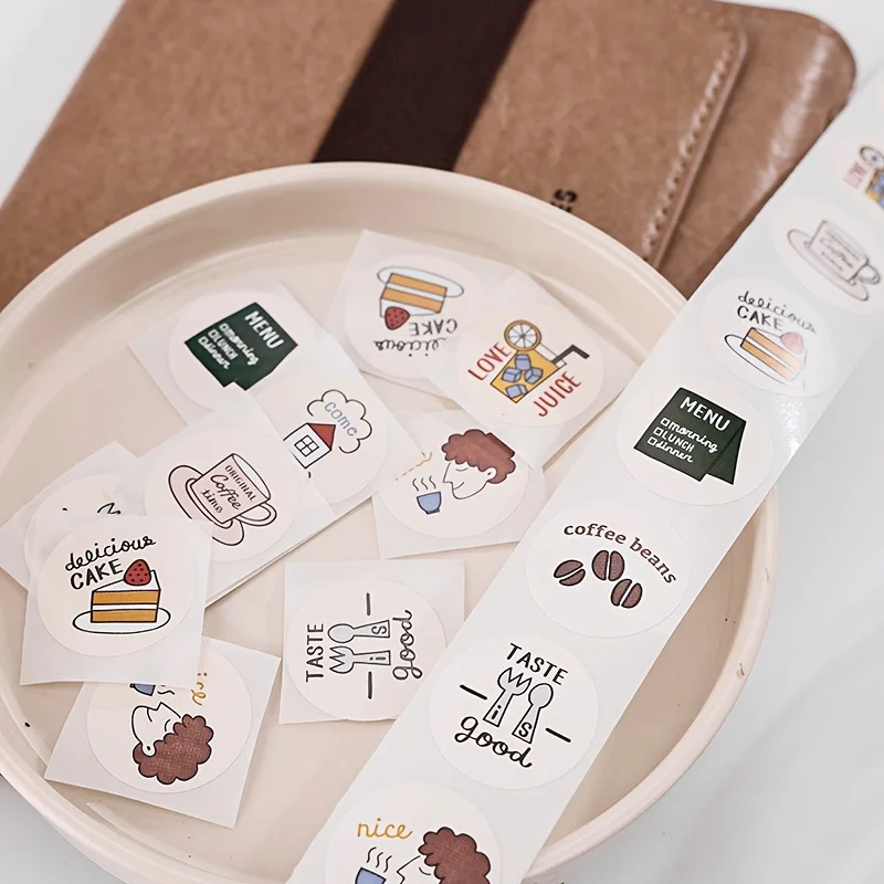 

Coffee Dessert Stickers Cute Hand Account Label Gift Packaging Office Supplies Envelope Greeting Card Decorative Stickers]]