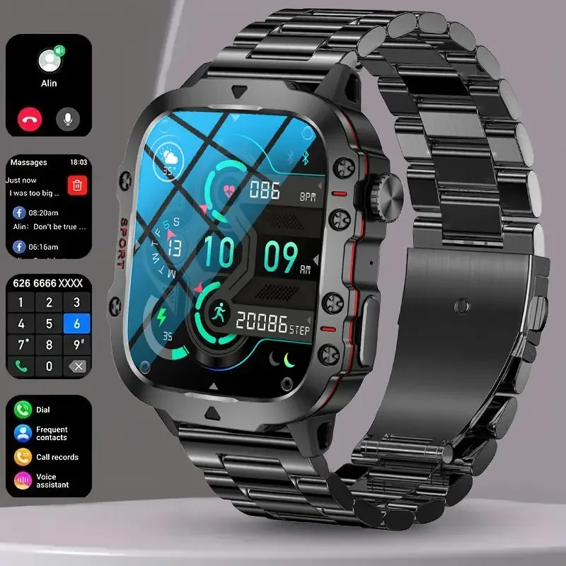 YYHC-Rugged Smart Watch Men For Android Ftiness Watches Ip68 2.01'' AI Voice  Call Smartwatch 2024