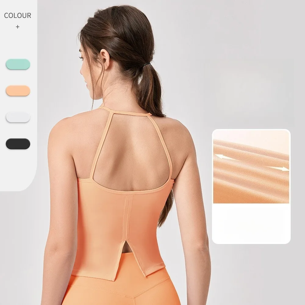 

Женские топы для йоги на тонких бретелях с вырезом на спине, сексуальные, с подкладкой, спортивные бюстгальтеры для фитнеса и бега