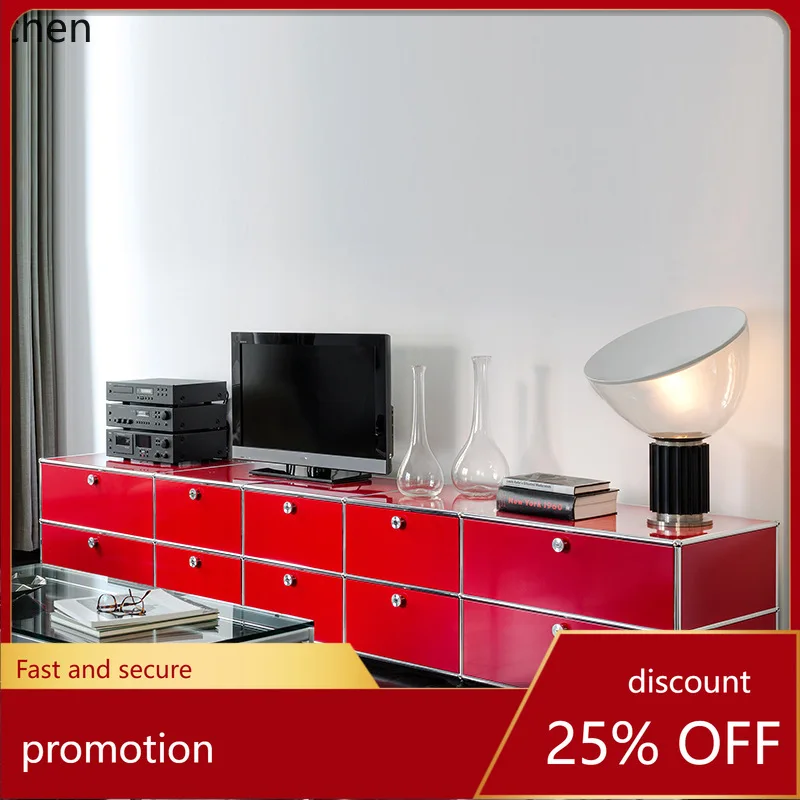 

CZ Modular Cabinet Simple Modern Sideboard TV Cabinet Vintage Red