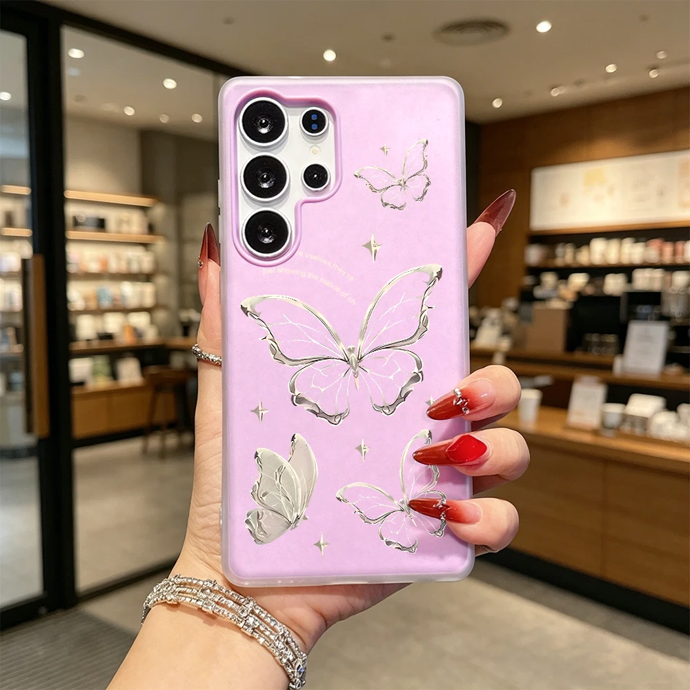 Vintage Light Butterflies For Samsung Galaxy S26 S25 S24 S23 S22 S21 S20 Ultra Plus Soft Anti-Scratch Protective Back Cover