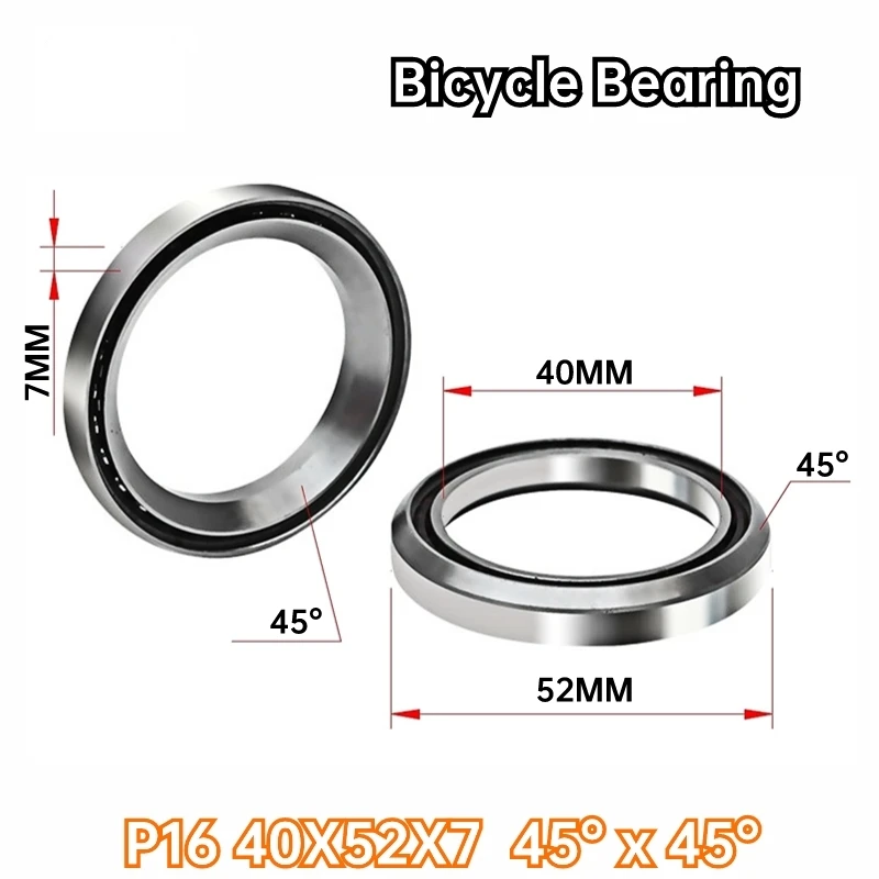 1PCS MH-P16 40X52X7 45°x45° Bicycle Front Folding Bearing Center Shaft Bicycle Bowl Group Bearing Perin Repair Parts