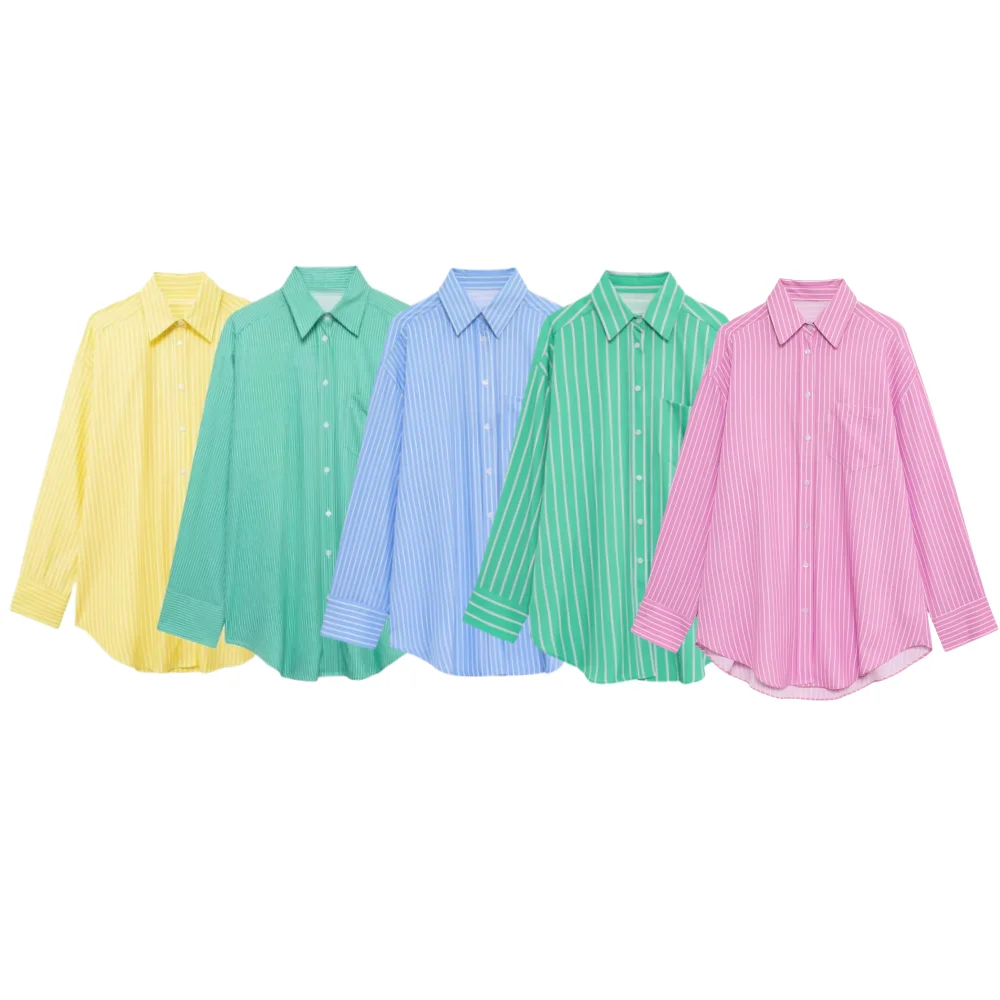 

Myst&Za 2025 Women's Long - sleeved Button - down Shirts with Striped Pattern for a Classic and Stylish Look