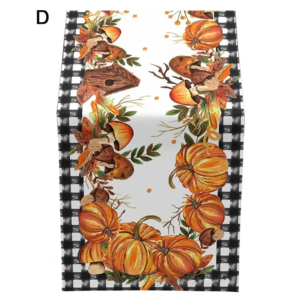 Holiday Table Decoration Cloth Pumpkin Patterned Runner Thanksgiving Party Table Runner with Pumpkin for Stain-proof for Hotel