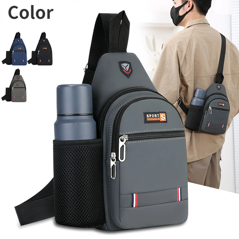 New Casual Sports Chest Bag Large Capacity Shoulder Bag  High Quality Leather Film Material Messenger Bag Waterproof Chest Bag