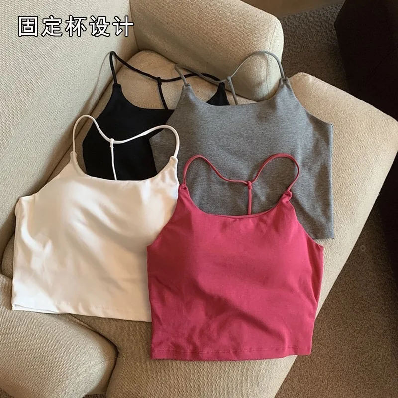 Summer Hot Girl Wear Sexy Sexy Small Sling Wrapped Chest Vest Female Bare Back Base Fixed Cup Tube Top Underwear