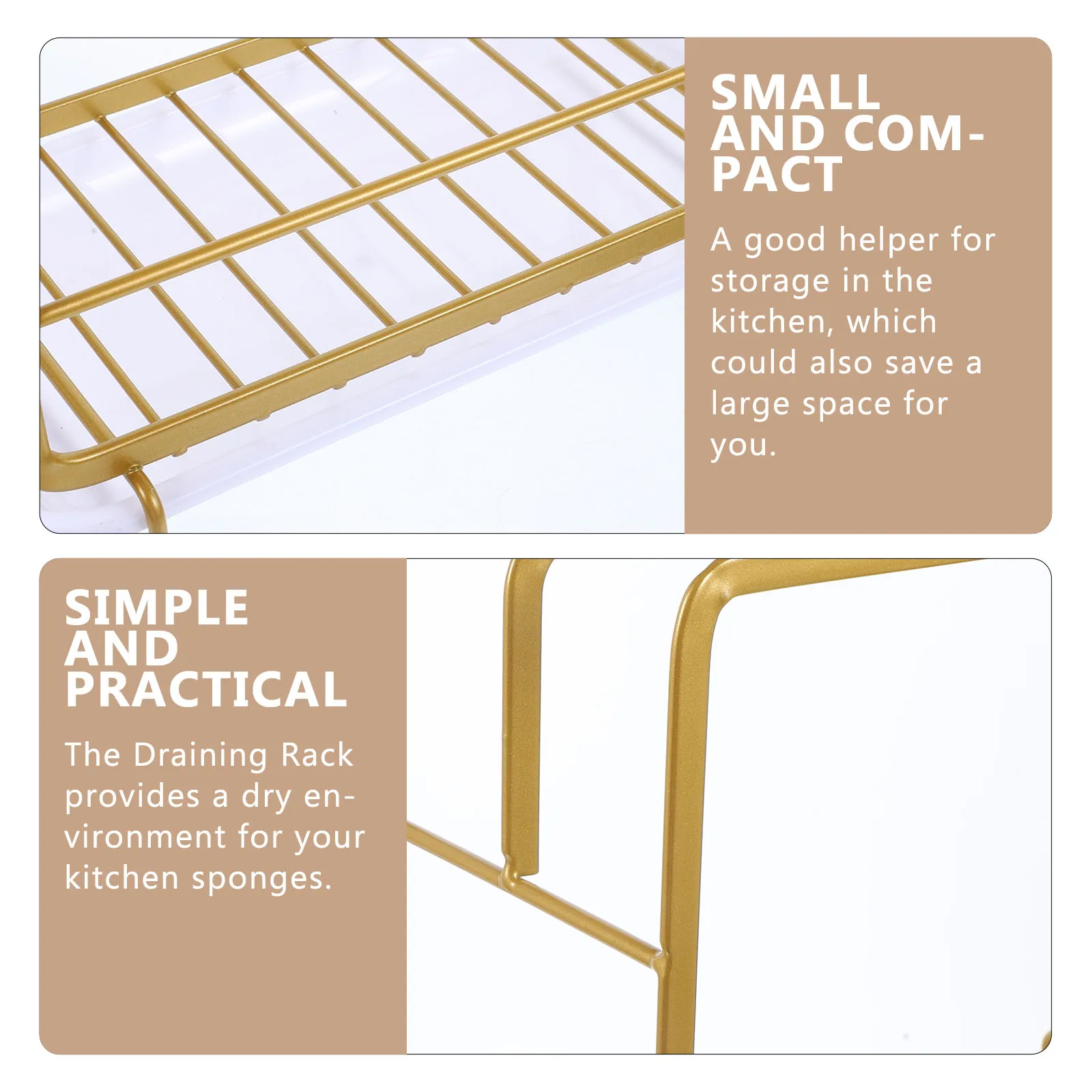 

1 set Kitchen Storage Rack Sponge Holder Dishcloth Rack Carbon Steel PP Material Portable Sink Organizer Lightweight Countertop