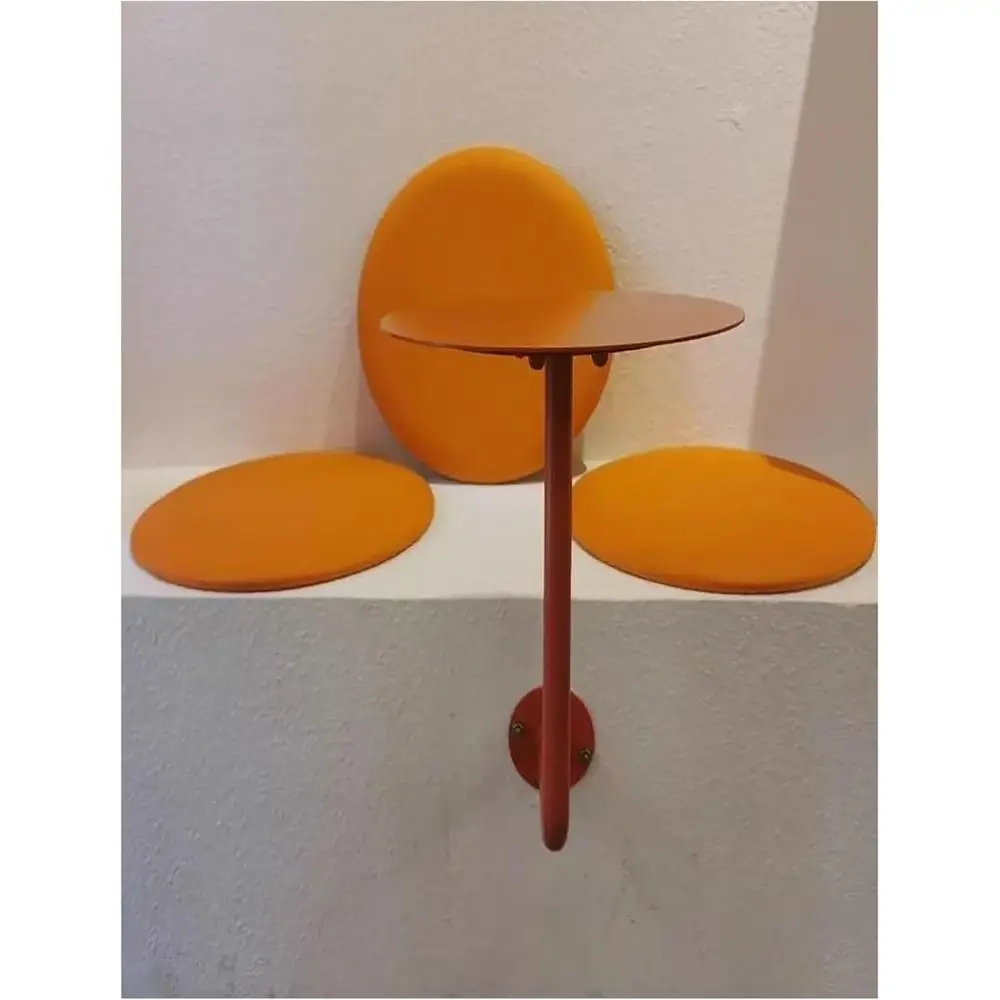 

L-Shaped Wrought Iron Top Wall-Mounted Pub Table, Small Round Cafe Desk with Vintage Style