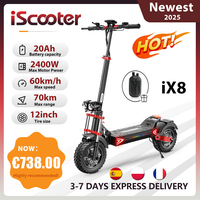 iScooter iX8 12 Inch Off-Road Dual Drive Electric Scooter 2400W 20Ah Max Range 70KM, Max speed 60 km/h Foldable Kick eScooter