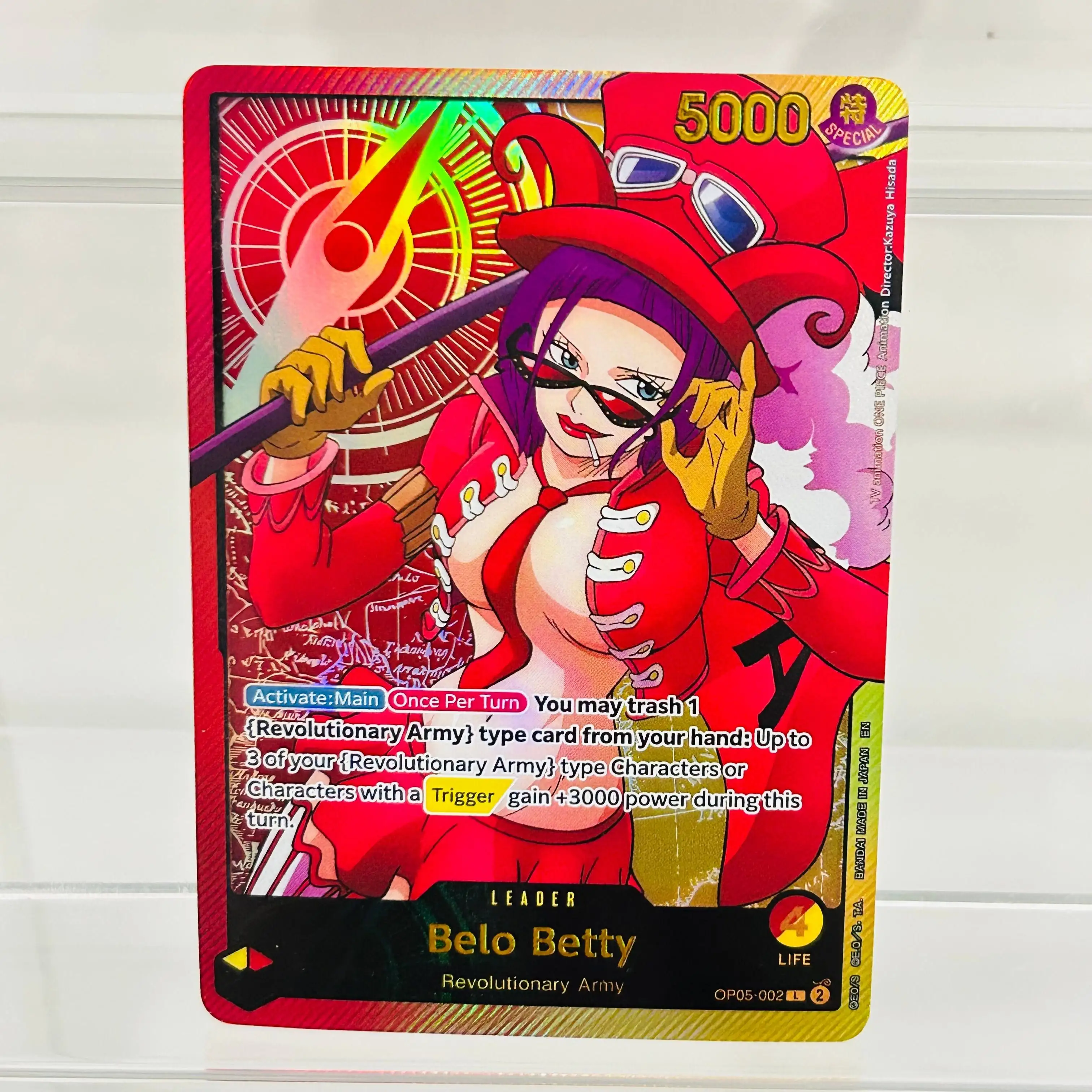 

One Piece Belo Betty OP05-002 English DIY Card with Holographic Texture, Perfect Condition Premium Anime Collection Card