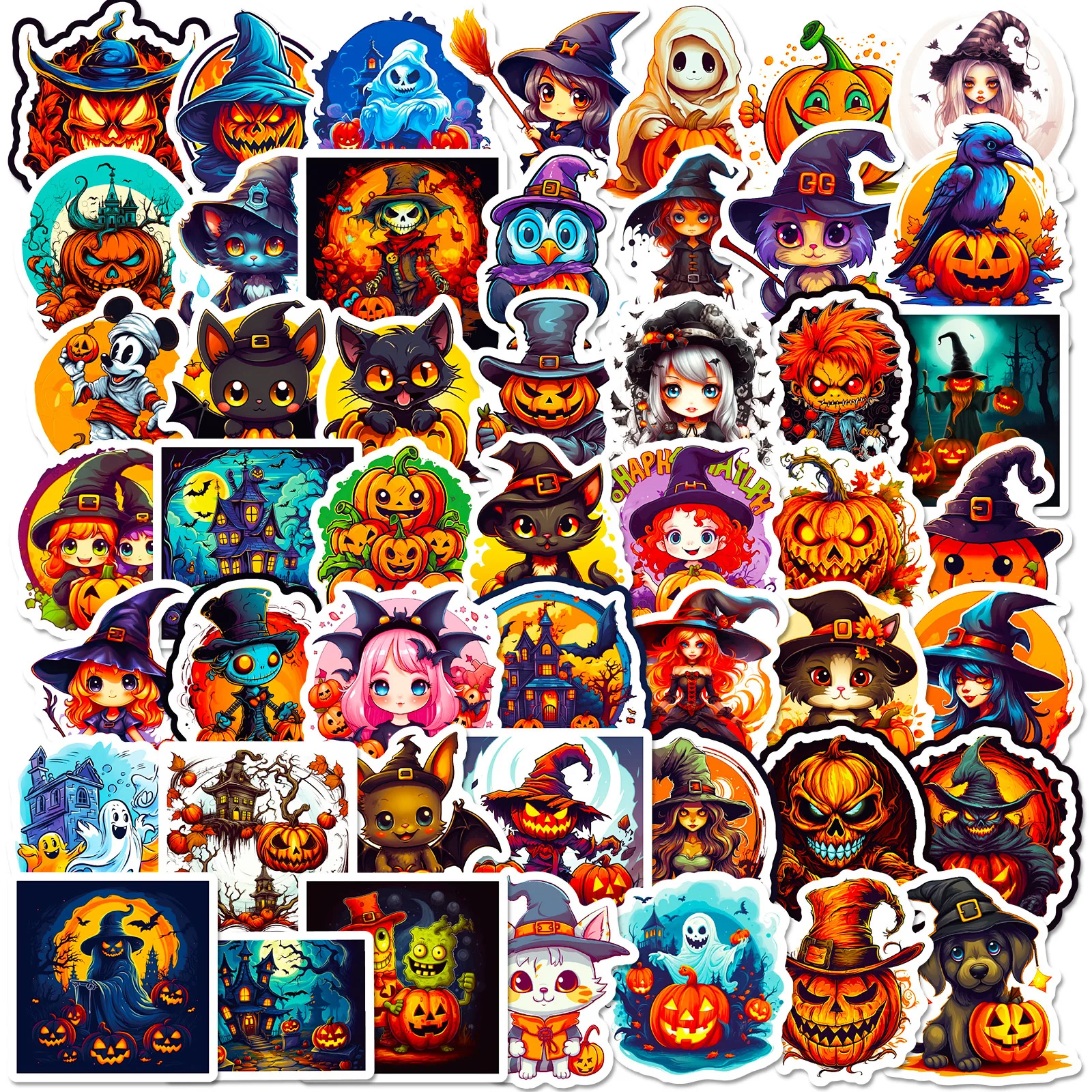 

50Pcs Thriller Horror Pumpkin Series Graffiti Stickers Suitable for Laptop Helmet Desktop Decoration DIY Sticker Toys