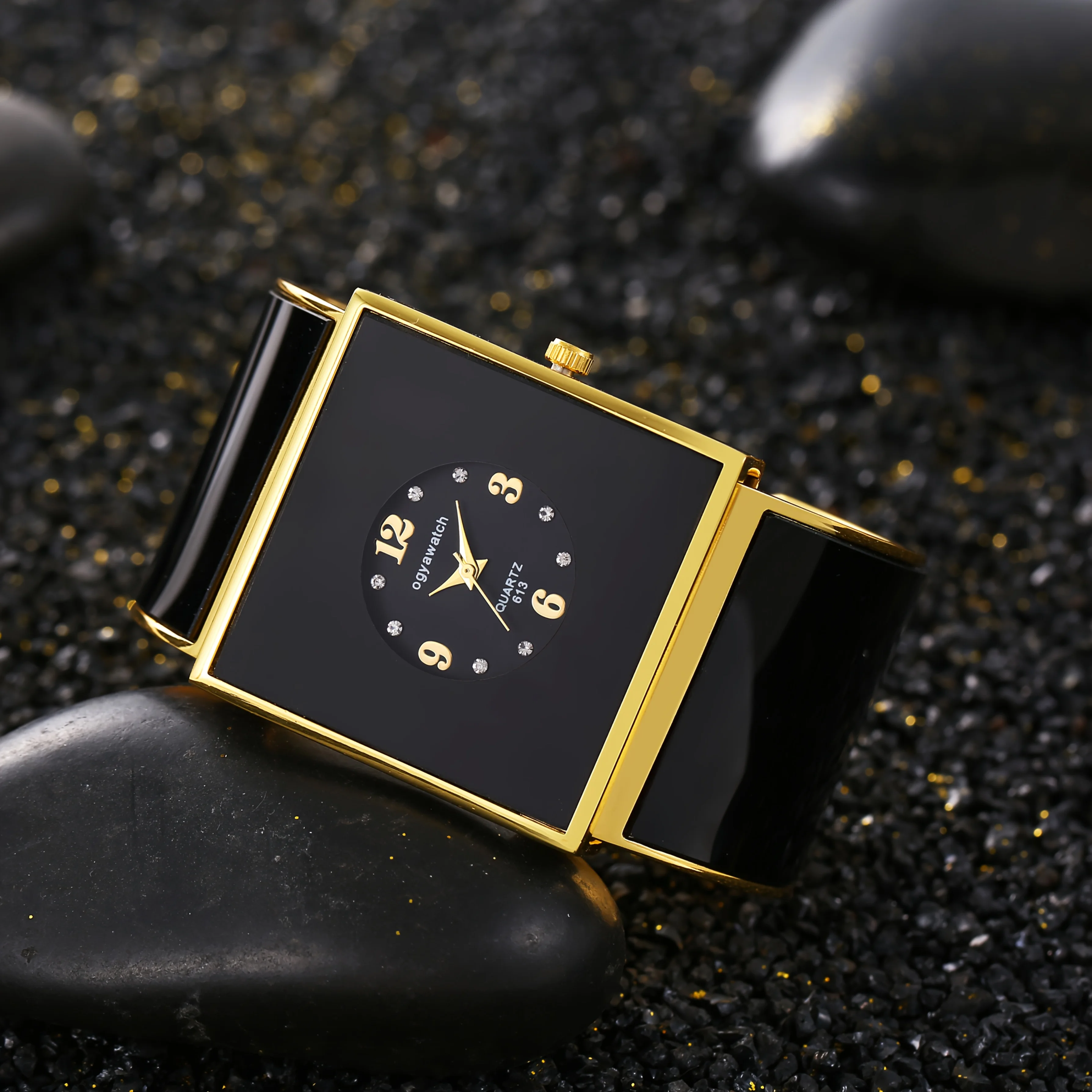 Elegant Fashion Large Square Dial Women's Bangle Watch, Luxury All-match Ladies Female Quartz Bracelet Watch Clock Gift