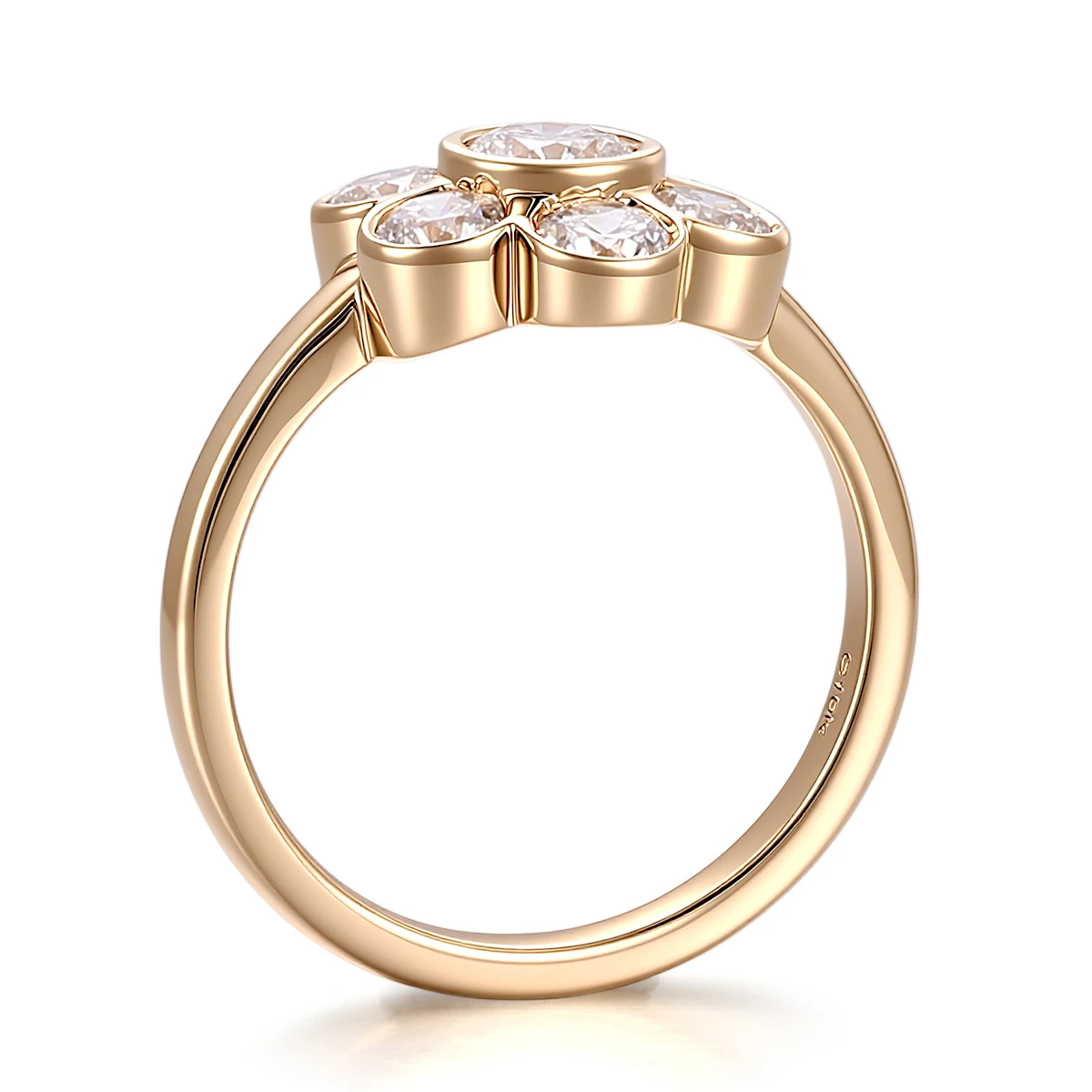 Provence Jewelry 10K Yellow Gold DEF Lab Diamond Ring Round cut For Women Wedding Anniversary Birthday Gift and Lady Daily Wear view 3