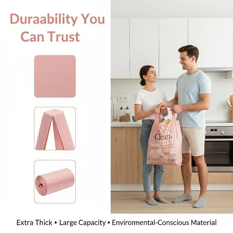 50Pcs Thick Leakproof Drawstring Trash Bags Tear Resistant Kitchen Bathroom Waste Storage Pouch