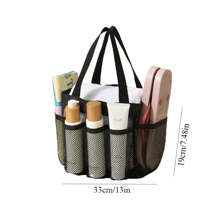 Mesh-Strandtasche, große Tragetaschen mit Initialen, wiederverwendbare Einkaufstüten, faltbar, für Damen, Pool, Schwimmen, Reisen, Urlaub, Essentials