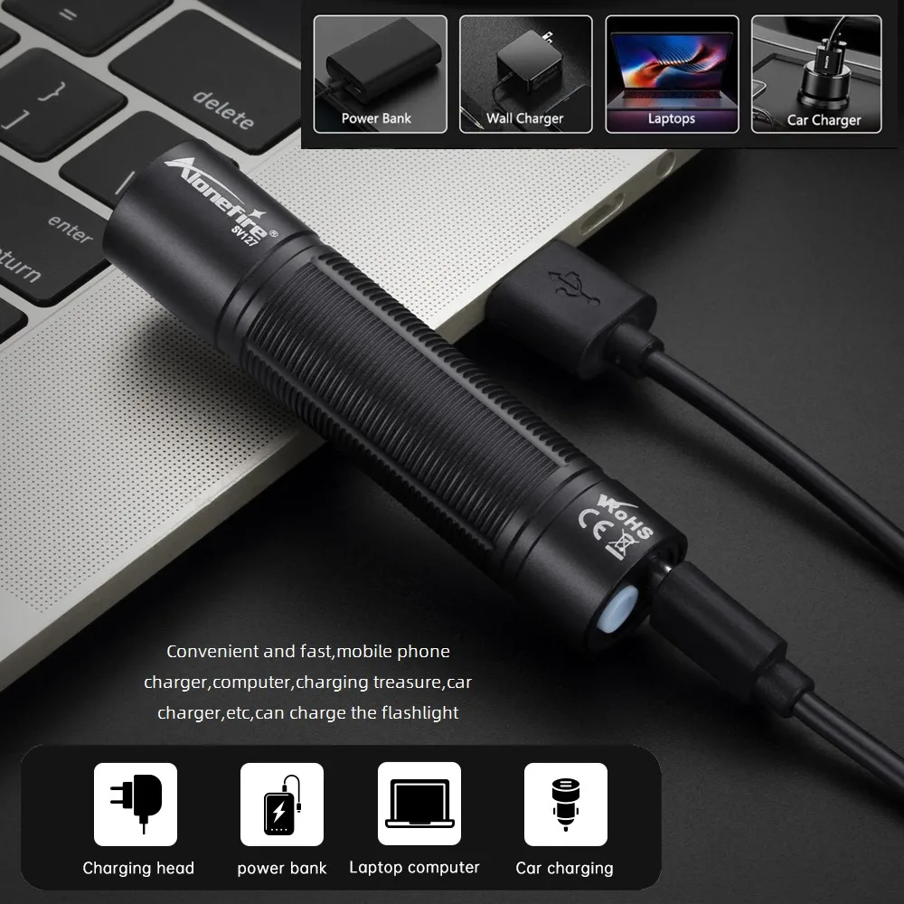 Linterna táctica LED recargable USB de bolsillo camping alta potencia - imagen 5