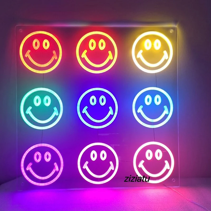 Led Smile Neon Sign Smile Wall Decor Neon Sign Funny Face Neon Sign for Wall Bedroom Decor