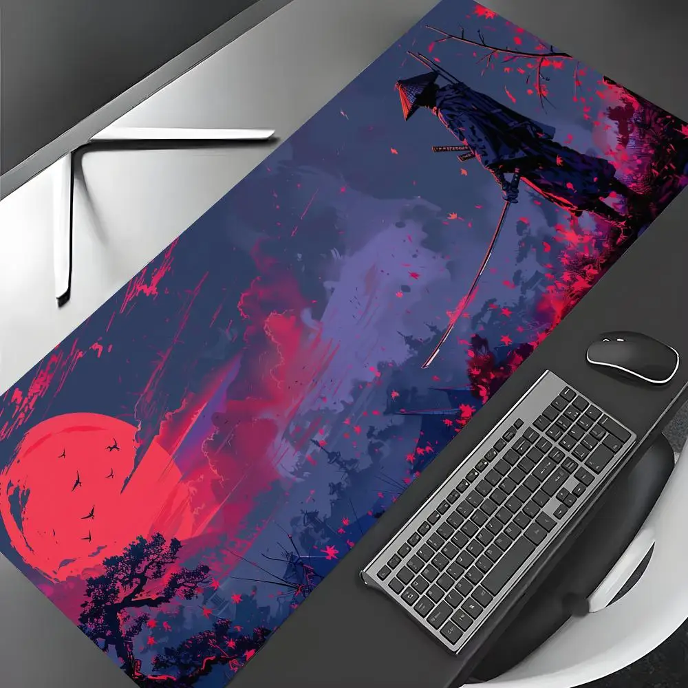 

Red full moon and samurai design Mouse Pad Desk Mat Gaming mat gamer pc accessories rubber anti-slip keypad expansion mousepad