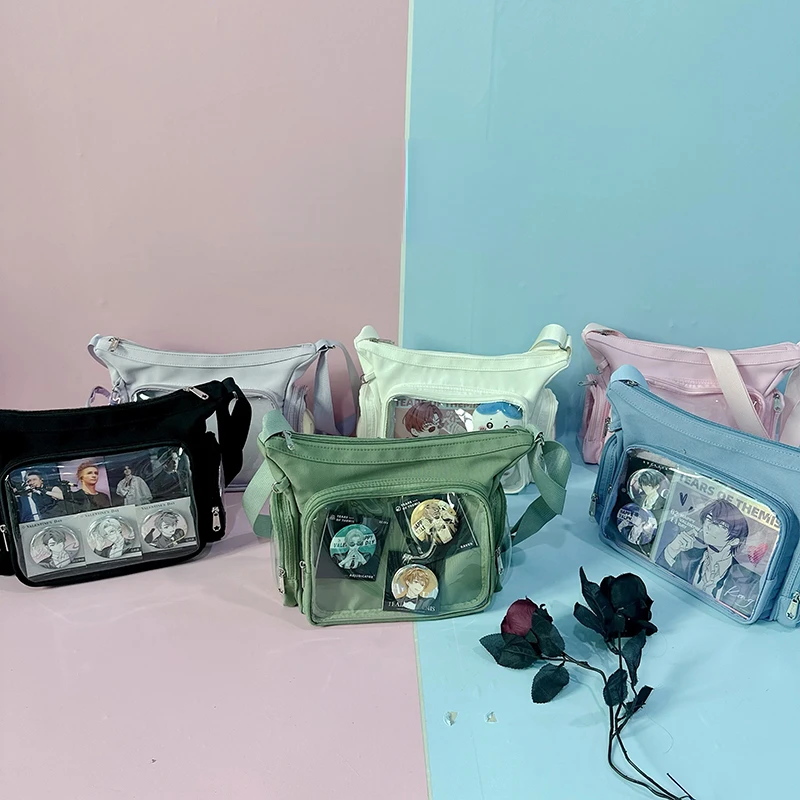 Ita Bag Japanese Sweet Candy Color Transparent Crossbody Bag 2024 Cute Canvas Display Shoulder Bag Chic Kawaii Bolsa Сумка