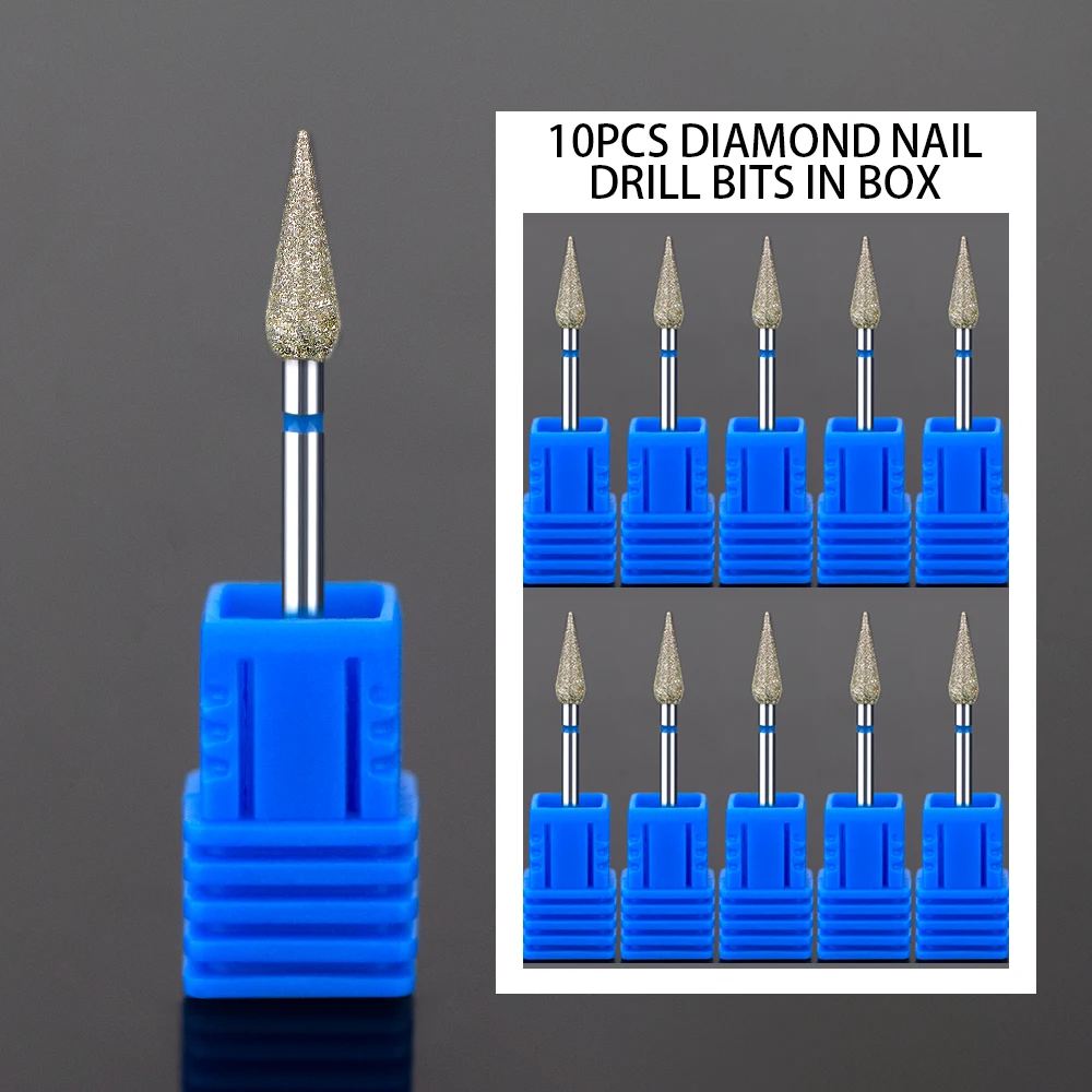 

Алмазные сверла для ногтей 10 шт./набор, для удаления кутикулы, фрезы для ногтей, круглые конусные сверла для ногтей, аксессуары для маникюра