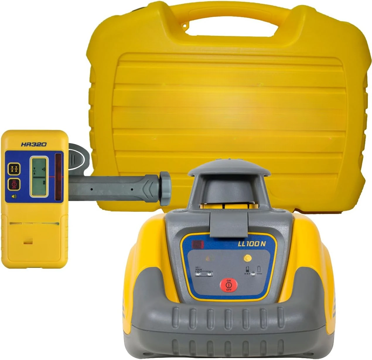 Laser Level, Self-Leveling laser with HR320 Receiver, C59 Rod Clamp, Carry Case , Yellow