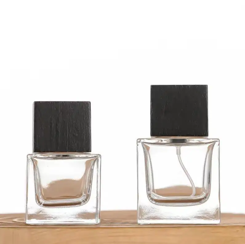 30Pcs 30ml Simple Style Square Thick Glass Perfume Bottles Slap-up Perfume Spray Bottles Black Cap Perfume For Man ni13