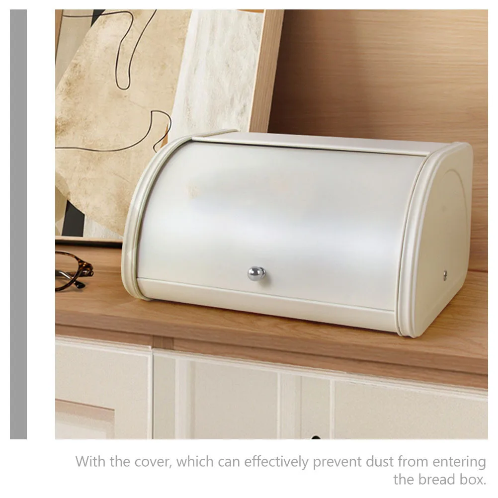 

Storage Bin Metal Countertop Box Lid Dust-Proof Kitchen Organizer For Snacks Fruits Container Corner Bread Holder