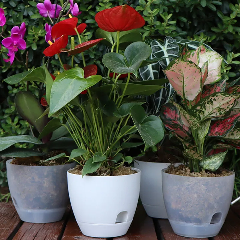 5pcs Self Watering Plastic Flower Pots Nursery Plant Pots for Indoor and Outdoor Gardening Succulents Planter Nursery Pot